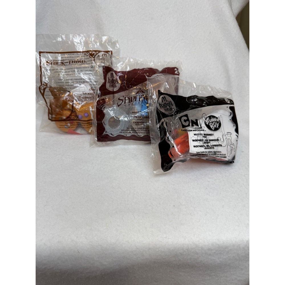 Lot 3 McDonalds Happy Meal Toys Shrek Third Spiderwick‎ Squirrel Boy Sealed 2007